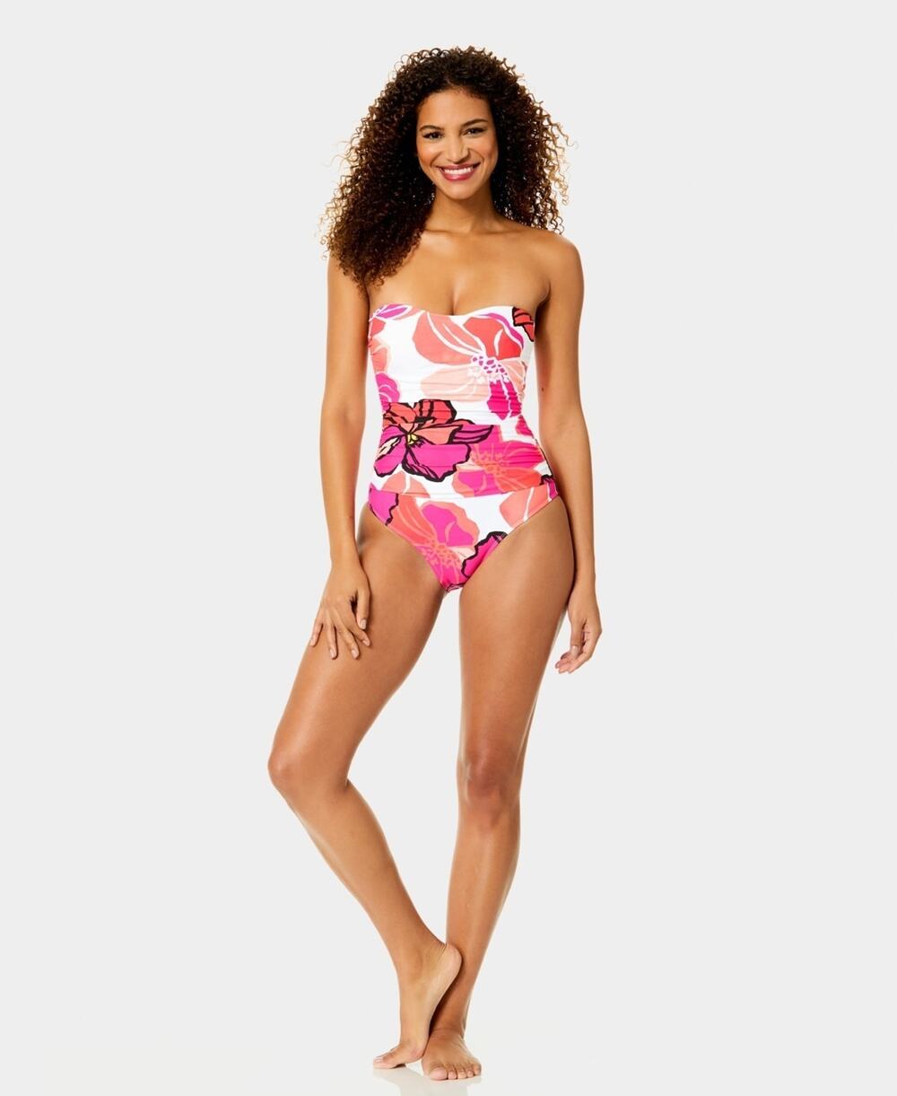 Anne Cole Women's Strapless Bandeau Neck One-Piece Swimsuit Multi Size 8 4204